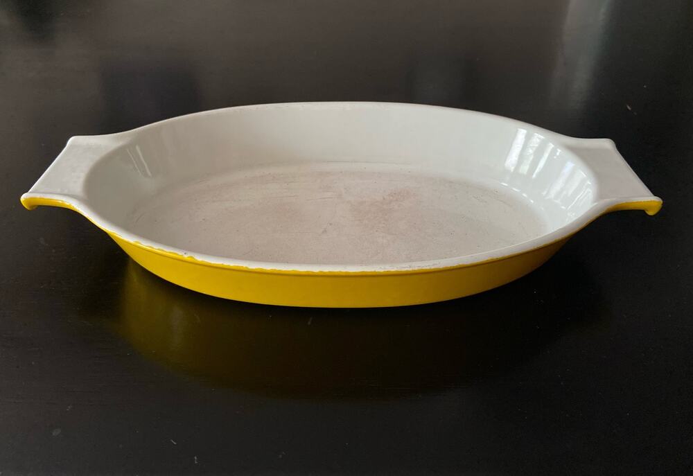 COPCO #7409 Michael Lax Design Yellow Enameled Cast Iron Dish